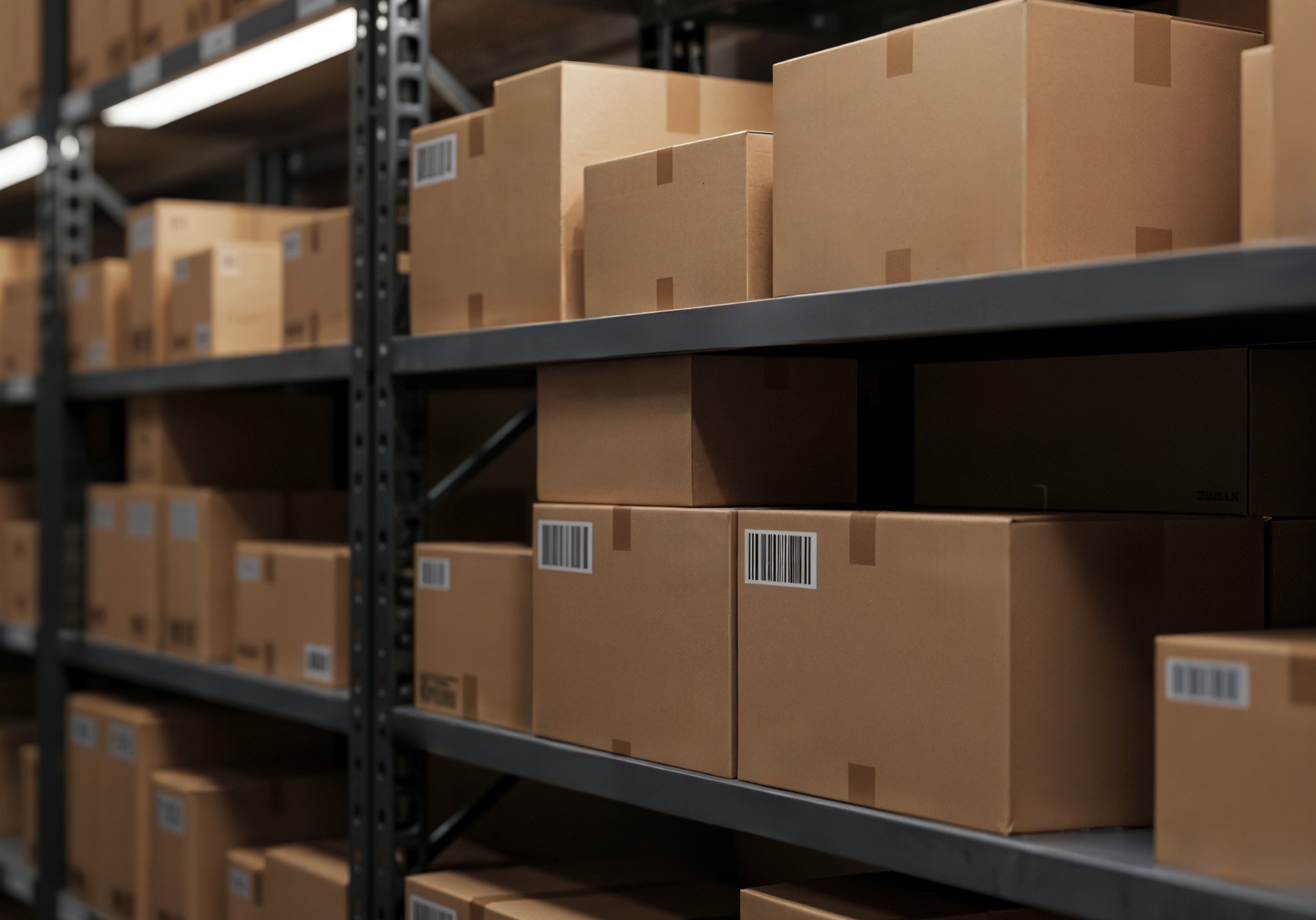Barcoded stock on warehouse racking